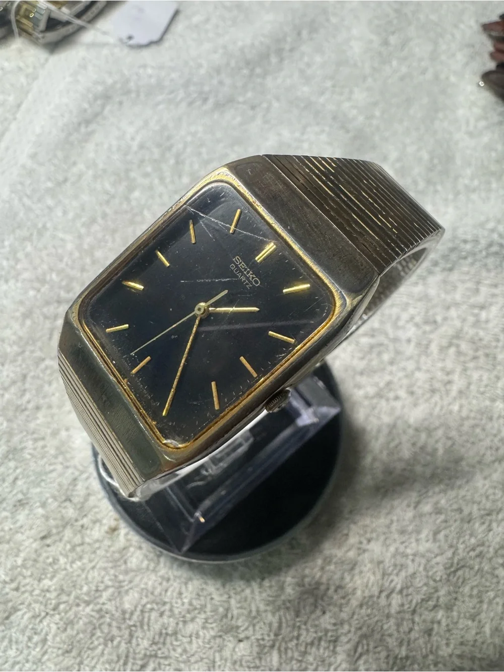 Seiko Gold-Accent Black Dial Stainless Steel Watch